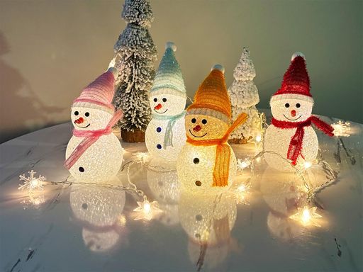 Lanitoクリスマス雪だるまランタン卓上置物4色セットLEDキャンドルライトランタンクリスマス飾り卓上置..