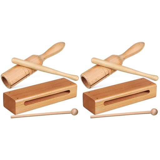 TOTORITY4個セットオルフ楽器マカラ-ウッドサウンダー木魚禅太鼓手持ちリズムウッドブロッククラッパープロテンプルウッドブロック木のリズムブロック