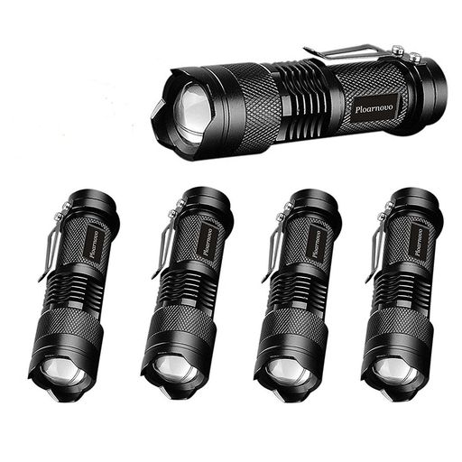 Ploarnovo超小型・軽量携帯型ミニ懐中電灯高輝度LED懐中電灯高性能ハンディライトQ5LEDズーム機能付き強力防災防水5個セット入り(ブラック) Ploarnovo超小型・軽量携帯型ミニ懐中電灯高輝度LED懐中電灯高性能ハンディライトQ5LEDズーム機能付き強力防災防水5個セット入り(ブラック)