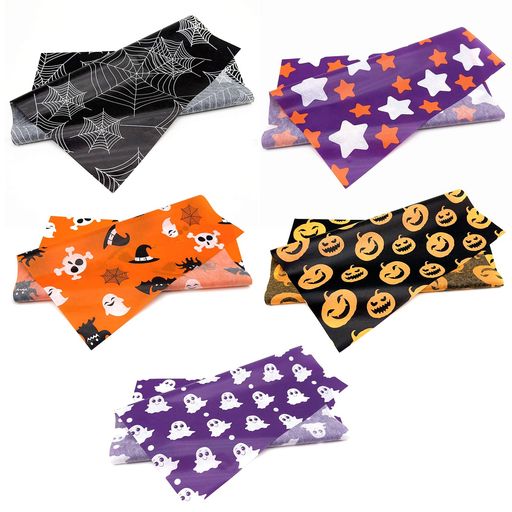 PAVIKEハロウィンラッピングペーパー【5種類50枚セット】包装紙ホリデーラッピングペーパープレゼント..