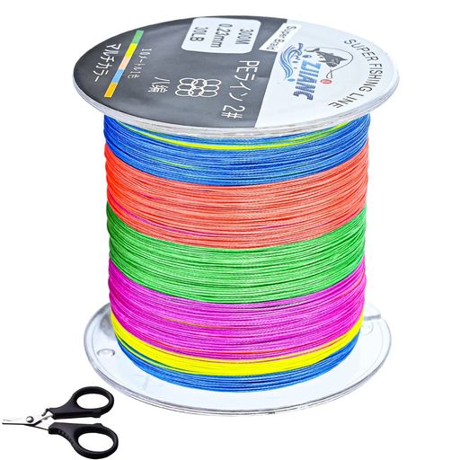 ZJIANCpeラインpeライン1号300m8本編みPEラインマルチカラー5色10メートル1色高強度高感度アジングラインエギングラインルアーフィッシング釣り糸pe1釣りラインカット専用ハサミ付け