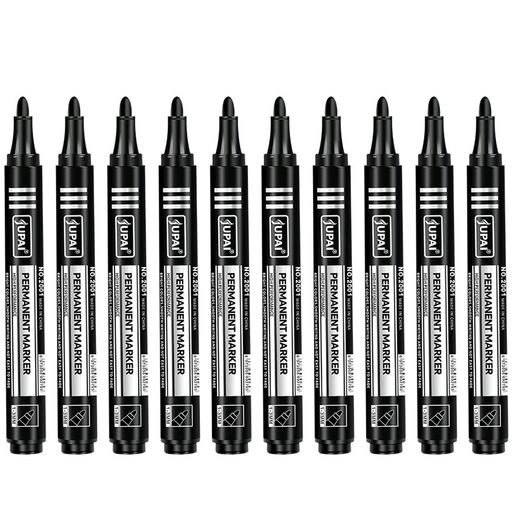 LUYING油性マーカーペン防水色落ちしない中字マーカーペン速乾物流专用黒10本