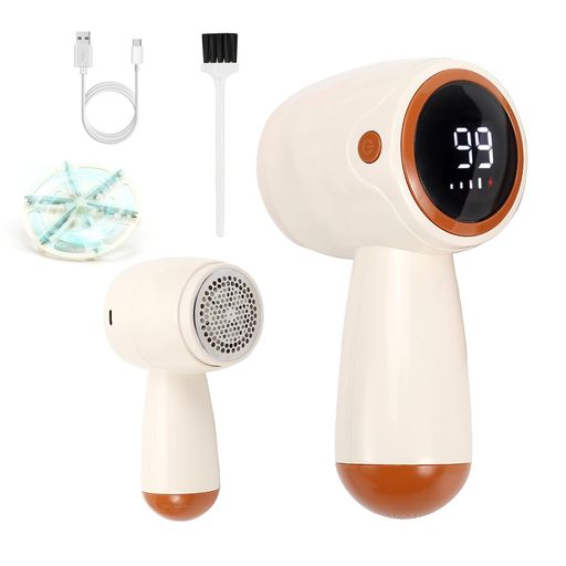 【2024年モデル】SZXYMUQI電動毛玉取り機液晶ディスプレイ付き4段階スピード調整強力6枚刃Type-C充電式コードレス替刃付き靴下寝具軽量旅行出張専業主婦家庭用ギフト対応(ホワイト)