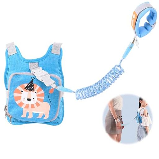 REYLNXR子供用迷子防止リード動物モチーフ反射ロープは子供用リュックサック取り外し可能なストラップ男の子女の子向け迷子防止かわいい誕生日プレゼント(製品の内容:青いライオン/反…