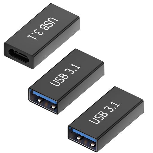 USB-CメスtoUSB-Aメス変換アダプタ3個入りUSB3.110Gbps高速データ転アダプターType-Cメス-Type-Aメス中継アダプタUSB3.1Ge...