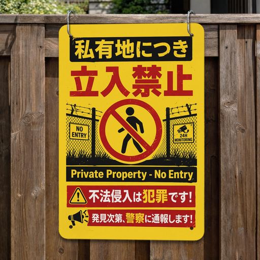 【金属看板】 「私有地につき立入禁止」 安全標識内外両用 危険表示 サインプレート プレート表示板 案内表示看板 注意看板 メタル看板 標識看板 耐候 耐水 耐光 屋内外両用 玄関 門柱 …