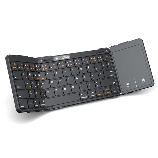 OMIKAMOキーボードBLUETOOTH折り畳み式IPADキーボード英語配列3台デイバイス登録ワイヤレスタッチパッド付き無線ブルートゥースWINDOWS/IOS/ANDROID/MAC対応薄型コンパクト小型軽量パソコン