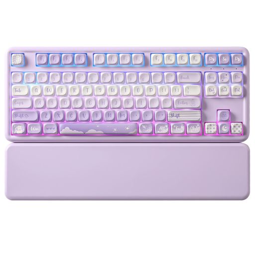 YUNZIIB87ワイヤレスメカニカルキーボードゲーミングキーボードBT5.0/2.4G/USB-CNKROQMK/VIAソフトウェアカスタムMOAキーキャップガスケットRGBリストレストWin/Mac用技適認証取得(パープル YUNZIIB87ワイヤレスメカニカルキーボードゲーミングキーボードBT5.0/2.4G/USB-CNKROQMK/VIAソフトウェアカスタムMOAキーキャップガスケットRGBリストレストWin/Mac用技適認証取得(パープル