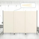 Kokoronaパーテーション間仕切り3連カバーストリップ付き高さ180cm幅260cm衝立パーテーションスクリーン折りたたみ布タイプ屏風目隠し区切り衝立軽量オフィス事務所ベージュ