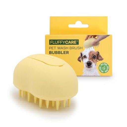 FLUFFYCAREシリコンペット用ブラシ猫犬用バスブラシシャンプーブラシマッサージ人体工学グリップディス..