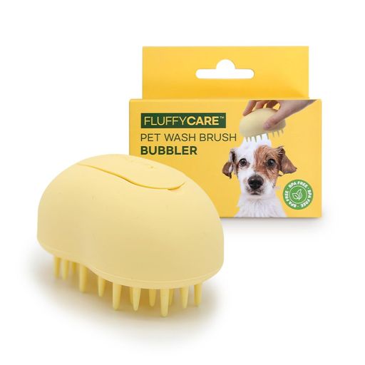 FLUFFYCAREシリコンペット用ブラシ猫犬用バスブラシシャンプーブラシマッサージ人体工学グリップディスペンサー