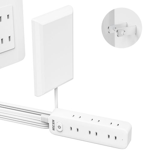 Mscienコンセントカバー隠しベビーガード壁コンセント見せない子供赤ちゃん引き抜き防止電源タップかくしカバー見えない延長コード3m雷ガード9個口壁掛けテーブルOAタップ分岐たこあし…