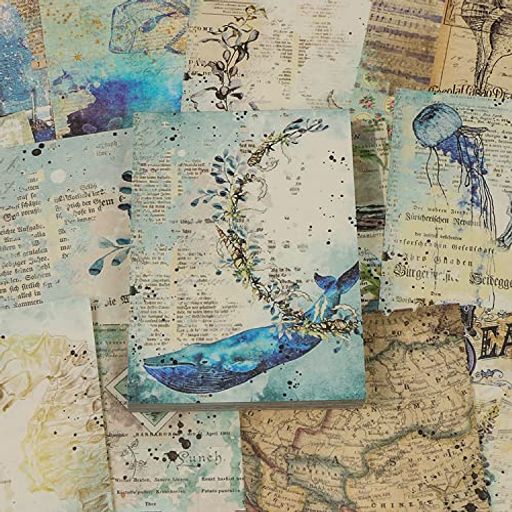 YOVOYコラージュ素材デザインペーパーレトロ素材紙おしゃれかわいい両面印刷手帳素材紙花風景植物背景..