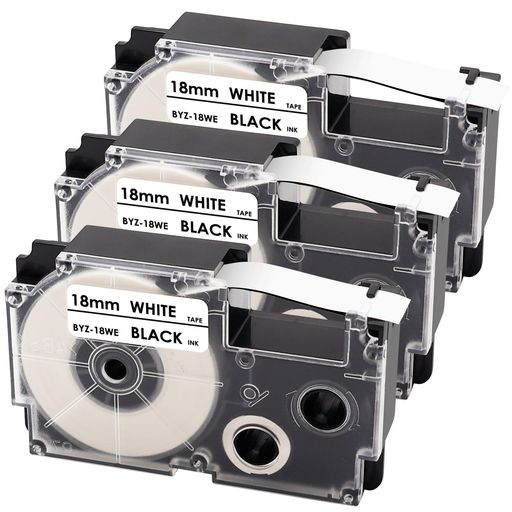YUUネームランドテープ18MM白互換カシオNAMELANDXR-18WE白地黒文字テプラテープカートリッジKL-V450KL-P40ラベルライター用テープ8M長さ3個セット
