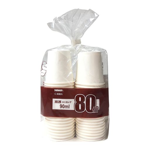 サンナップ 商い用ミニカップ90ML 80P ホワイト 約5.5x5.5x6cm