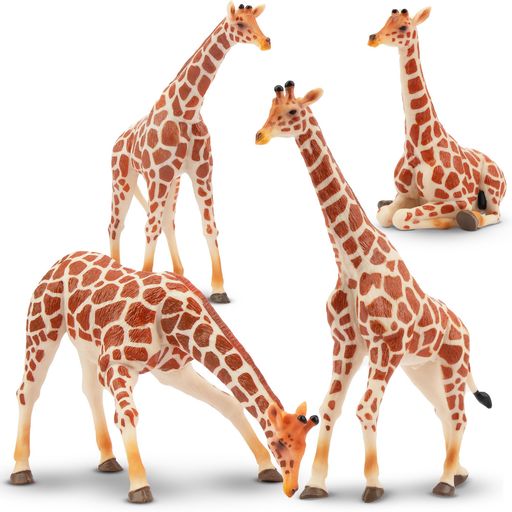 TOYMANY4PCSキリンフィギュア動物フィギュアセットリアル動物おもちゃキリン家族人気動物おもちゃ玩具誕生日プレゼントクリスマス新年飾り物コレクション6歳以上