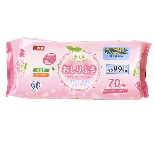 Life-do(ライフ堂) 大人用 おしりふき 70枚入 LD-213 | お尻拭きシート 体ふき おむつ替え ウエットシート 防災 災害 ぬれタオル 使い捨て ボディータオル ペーパータオル お尻ふき