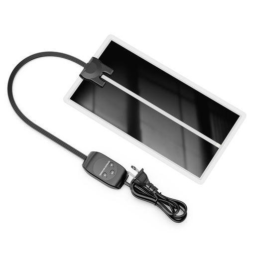 Yjhyuxi爬虫類ヒーター15x28cmパネルヒーター【インボイス制度登録店】ハムスター/亀/両生類/小動物用ヒーター20°C~50°C恒温0.5°Cずつ調節デジタル温度表示過熱保護装置付冬対策取扱説明書付7W