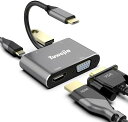 USBTYPECHDMIVGA4-IN-1アダプタ2024高機能版USBCHDMI4K解像度HDMIポート+VGA映像出力ポート+USB3.0高速ポート+USBタイプC高速PD充電ポート変換アダプタUHDコンバータ
