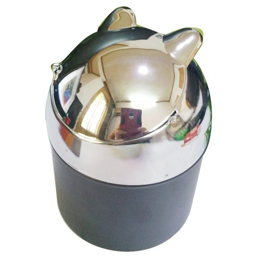 Coralpearl卓上灰皿ステンレス鋼蓋付きタバコ用丸い、金属プッシュダウン灰皿無煙防風フリップカバー付..