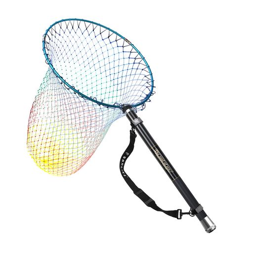 玉網セット全長:約5.45m(柄500cm+枠45cm) 商品重量:約650g 柄材質:90%カーボン 仕舞寸法:65cm 継数:9本 先径:12.8mm 元径:37.7mm 網は着脱式で折り畳め、柄は伸縮式でコンパクト収納が出来る、移動に便利な釣り具です。 見やすい三段カラーの網と頑丈なアルミ合金玉網フレーム構造、網の深さも60cmぐらいで大きな魚も楽々キャッチ。 荒磯・波止め・沖堤など移動が多い磯釣りや探り釣りに最適!