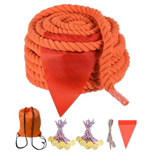 PATIKIL60フィートの綱引きロープ大人用ティーンフィールドデーゲームパーティーカーニバルファミリーゲームツイストコットンロープ屋外の庭の裏庭の家の芝生用オレンジ