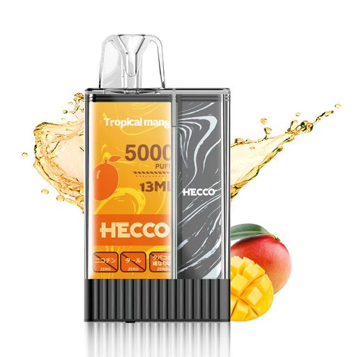 HECCOポケットシーシャ使い捨て電子タバコマンゴフレーバー持ち運び5500回吸引可能シーシャ水蒸気禁煙..