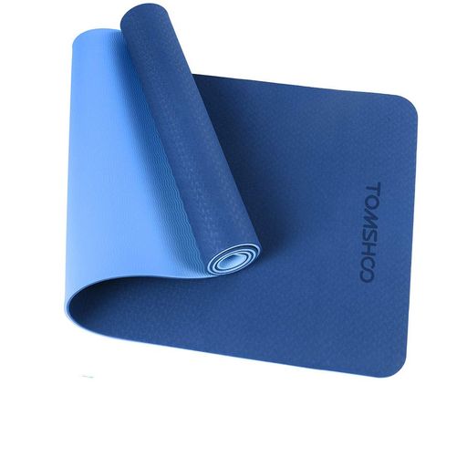 TOMSHOOヨガマットセットエクササイズマットストレッチバンド弾力性両面の滑り止衝撃吸収メッシュバッグ付肌触りが良い軽量簡単に洗えフィットネス筋トレヨガピラティス(ダークブルー+…