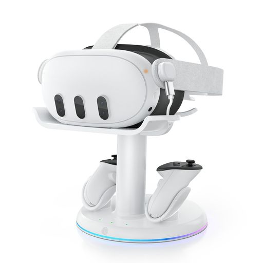AMVR RGB 充電ドックMeta Quest 3/Quest 3Sに対応、磁気充電ステーションVRヘッドセットとコントローラー用充電スタンドアクセサリー