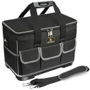 Dradoツールバッグ工具バッグ工具袋道具袋工具差し入れ工具収納大口収納肩掛けベルト付きツール収納バッグ1680Dオックスフォード特化プラスチック底部撥水処理40cmx23cmx28cm(ブラック)