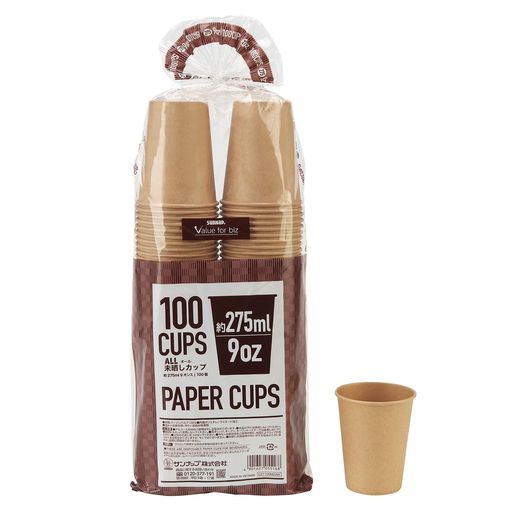 【約275mlの使いやすい紙コップ】 約275mlの容量でコーヒー紅茶お茶ジュースなど幅広い飲み物に対応できる便利な紙コップです。来客用ドリンクやオフィスの休憩スペース会議イベントなどさまざまなシーンで使いやすい容量設計です。家庭用から業務用途まで幅広い場面で活躍する実用性の高い紙コップです。 【カップポン9oz対応ディスペンサーカップ】 サンナップ製ディスペンサーカップポン9oz用に対応した紙コップです。専用ディスペンサーにセットすることで片手でもスムーズに取り出すことができ効率よくドリンク提供ができます。オフィスの給湯室や休憩スペースイベント会場など多くの人が利用する場所でも便利に使用できます。 【内面ラミネート加工で漏れにくい構造】 カップ内面にはラミネート加工が施されており飲み物の水分が紙に染み込みにくい仕様です。コーヒー紅茶お茶などのホットドリンクからジュースなどのコールドドリンクまで安心して使用できます。日常のドリンク提供に便利な使い捨て紙コップです。 【安心して飲めるロール口設計】 飲み口部分はロール加工が施されており口当たりがやさしく快適に飲むことができます。