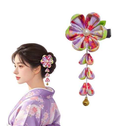 harukita 髪飾り 髪留め かわいい ヘアアクセサリー 和装 ヘアクリップ 鈴付き つ...
