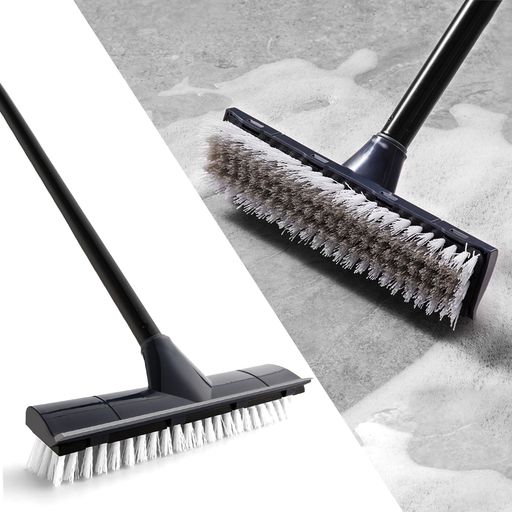 CLEANHOME デッキブラシ 掃除用ブラシ 2in1 水切りワイパー お風呂掃除ブラシ ベランダ 床掃除 47cm-127cm