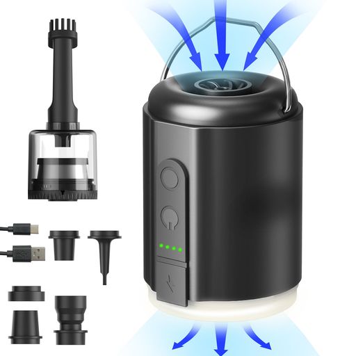 Origemエアポンプ電動ポンプコンパクト5.2KPa強力300L/M【6つのノズル&ライト付】3200mAh大容量バッテリーType-C充電式小型空気抜き空気入れプール浮き輪インフレータブルマット