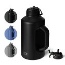 BOTTLEBOTTLE1.8リットル水筒大容量ステンレススチール保温保冷ジャグ持ち手付き二重構造便利な2WAYキャップストロー飲み直飲みアウトドアキャンプ日常使用に最適ブラック