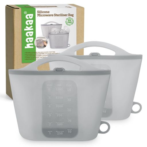 Haakaaシリコン電子レンジスチーム滅菌バッグ、再利用可能なシリコンスチームバッグ、哺乳瓶、搾乳器、..