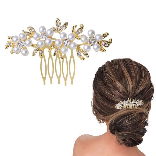 Qiubaoll ヘアピン パール 髪飾り ヘッドドレス お花 手作り コーム Uピン ヘアア...