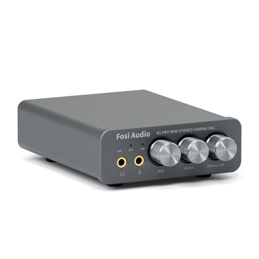 FosiAudioK5PRODACヘッドフォンアンプマイク入力可ミニ小型HiFiステレオデジタルDACゲーム用USB-C/光/..