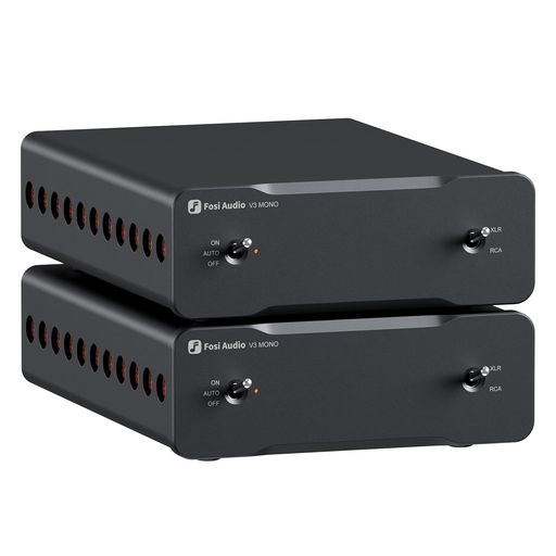 FosiAudioV3Mono*2240Wモノラルパワーアンプ2個パックデジタルアンプ小型ミニサイズD級アンプバランスXLRRCA入力TPA3255搭載PFFB技術採用48V/10A電源アダプター付き日本語マニュアル付き