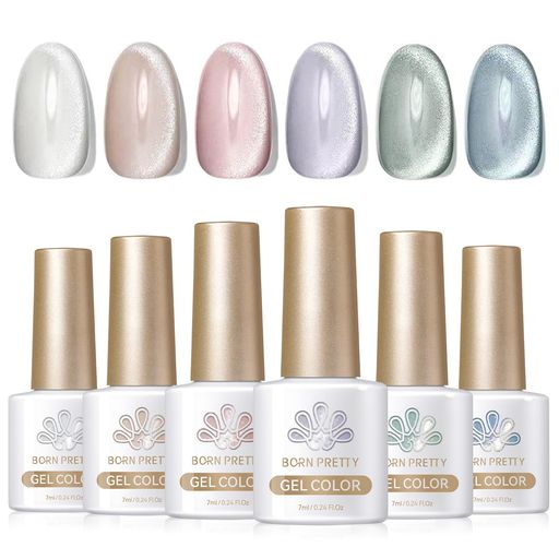 BORNPRETTYジェルネイルマグネットネイルカラージェルキャッツアイジェル6色セットギャラクシーカラージェル猫目キャツアイUV・LED対応