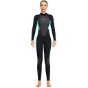 ウェットスーツレディースフルスーツウエットスーツ女性用3mmネオプレンバックジップサーフィンSUPサップダイビングボディボードシュノーケリングブラック・ブルーS...