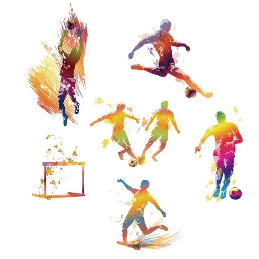 サッカー選手ウォールステッカーアクションポーズコレクションステッカーカラフルなスポーツシルエット..