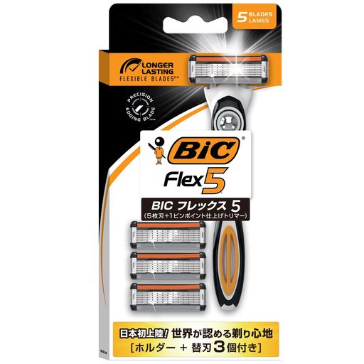 BIC(ビック)フレックス5カミソリ(5枚刃+1ピンポイント仕上げトリマー)ホルダー+替刃3個付き BIC(ビック)フレックス5カミソリ(5枚刃+1ピンポイント仕上げトリマー)ホルダー+替刃3個付き