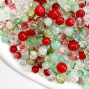 Harovoビーズミックス100g入りガラスビーズ手芸アクセサリーパーツハンドメイド福袋セット(レッドxグリーン)