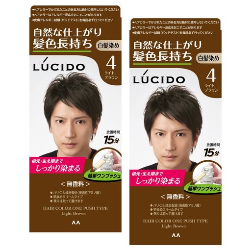 LUCIDO(ルシード) 【まとめ買い】ワンプッシュケアカラー(医薬部外品) メンズ用 ショートヘア約4回分 白髪染め 無香料 ライトブラウン セット 2個 (x 1)