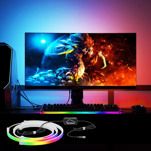 SkydimoPCライトリボンUSBLEDテープライト24/27/30/32インチ湾曲モニター対応ゲーミングライトストリッ..