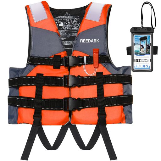 Reedarkライフジャケット新型釣り大人用子供用フィッシングベスト呼び子付き救命胴衣フローティングベスト+スマホ防水ケースセット災害用水泳海水浴緊急用CE認証...