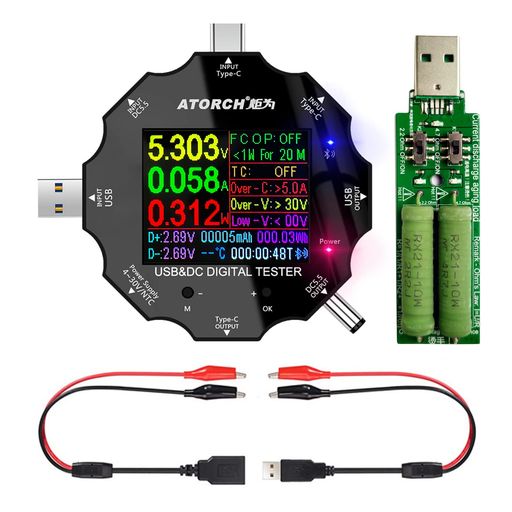 カラー画面-Bluetooth-8インターフェイス-USB、Type-C、DC5.5、マイクロUSBをサポートします。携帯電話、ノートブック、電気スタンド、ルーター、セットトップボックスなどのさまざまなDCインバーターの動作/充電プロセス中の電圧と電流の変化を測定できます。 幅広い用途:USBテスターを使用すると、ノートブック、自動車の非常用電源、ルーター、その他のDC製品をテストし、電流、電圧、電力、容量、電力、その他の充電状態をリアルタイムで監視できます。 BTによるリモコン&amp;モニター:BT機能により、テスターと携帯電話でAPPBTペアリングを実現。また、充電状態、各種測定データ、グラフを携帯電話で送信・閲覧できます。ボタンを押すと、さまざまな測定インターフェースを切り替えることができます。 多機能:画面反転、高速電荷認識、エネルギー容量検出、温度測定、精度測定、双方向電流測定、その他のデータテスト(温度プローブは含まれていません)などの機能があります。 安全保護:過電圧保護、過電流保護、低電圧保護、充電時間設定、自動オフ機能を備えたメーターは、アプライアンスを損傷から安全かつ最大限に保護します。