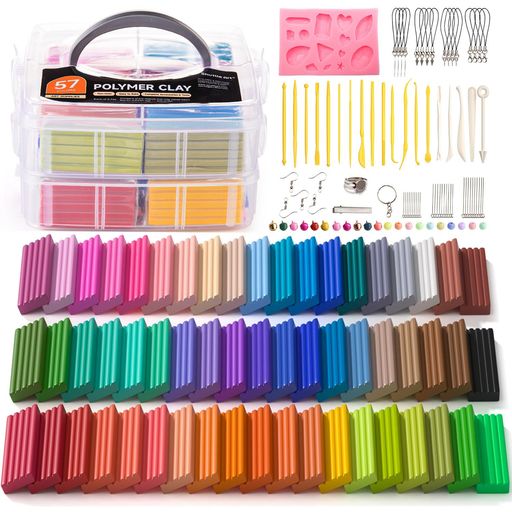 ShuttleArtオーブン粘土ポリマークレイ57色セットポリマー粘土キット粘土ツールアクセサリー収納ケース付きオーブン焼き安全DIYハンドメイド手芸クラフト子供大人初心者プレゼントマニュ…