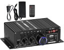 アンプ40WX2チャンネルBluetooth5.0パワーアンプUSB/SDカード再生可HI-FI高低音ステレオオーディオアンプベリモコン付き(12V5Aアダプター付属)